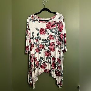 Oddy Floral Boutique White Dress With Red/Pink Flowers